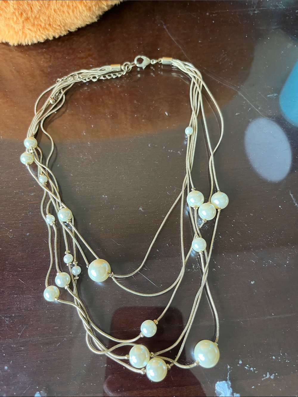 Multi-Strand Gold Pearl Necklace - Women Jewelry